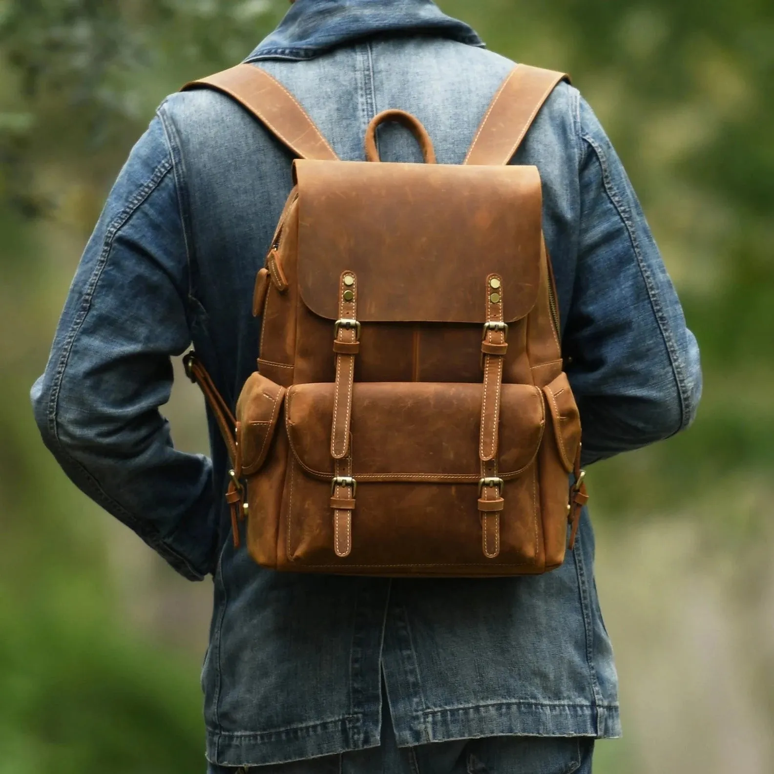 Leather Laptop Backpack