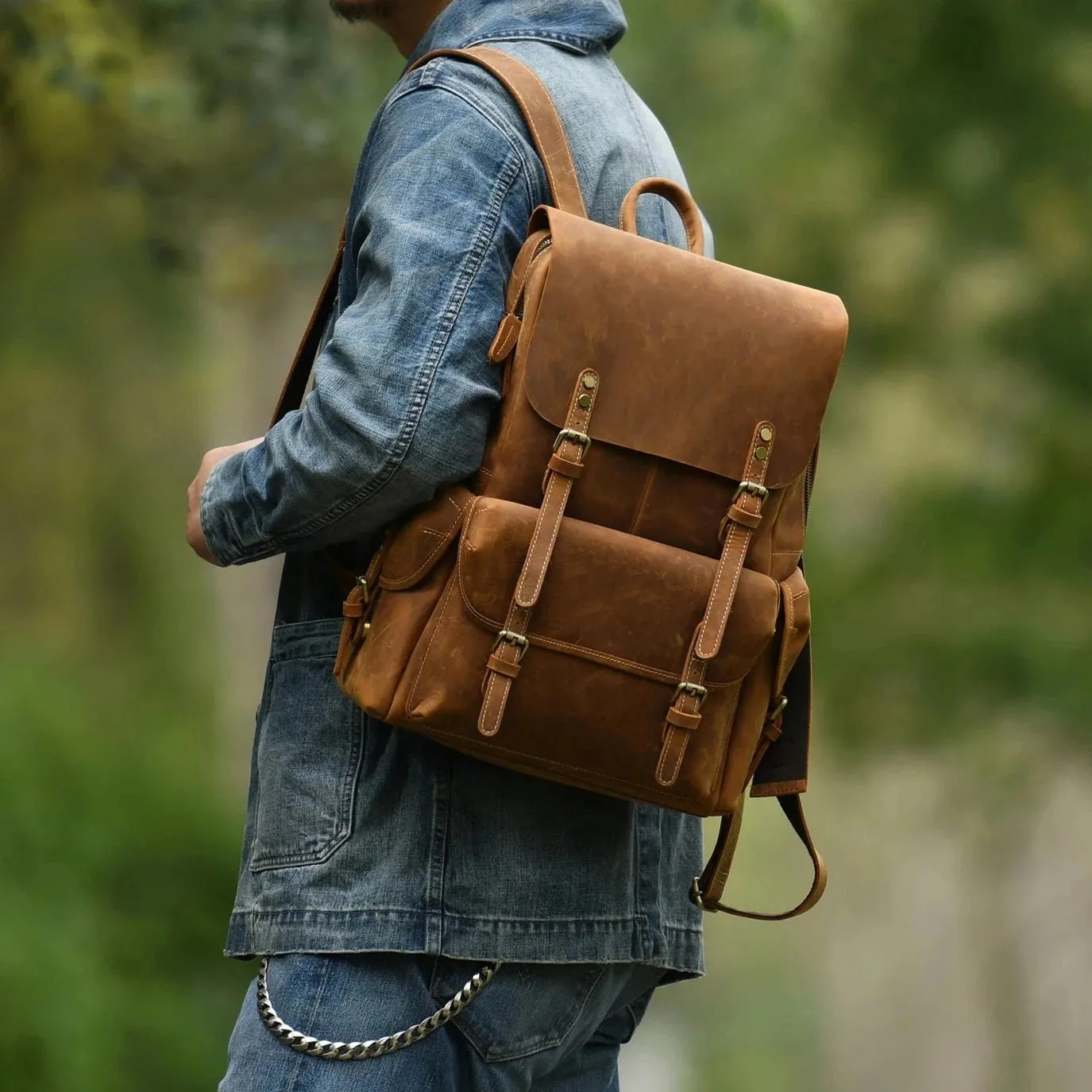 Leather Laptop Backpack
