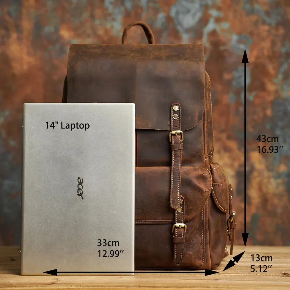 Leather Laptop Backpack