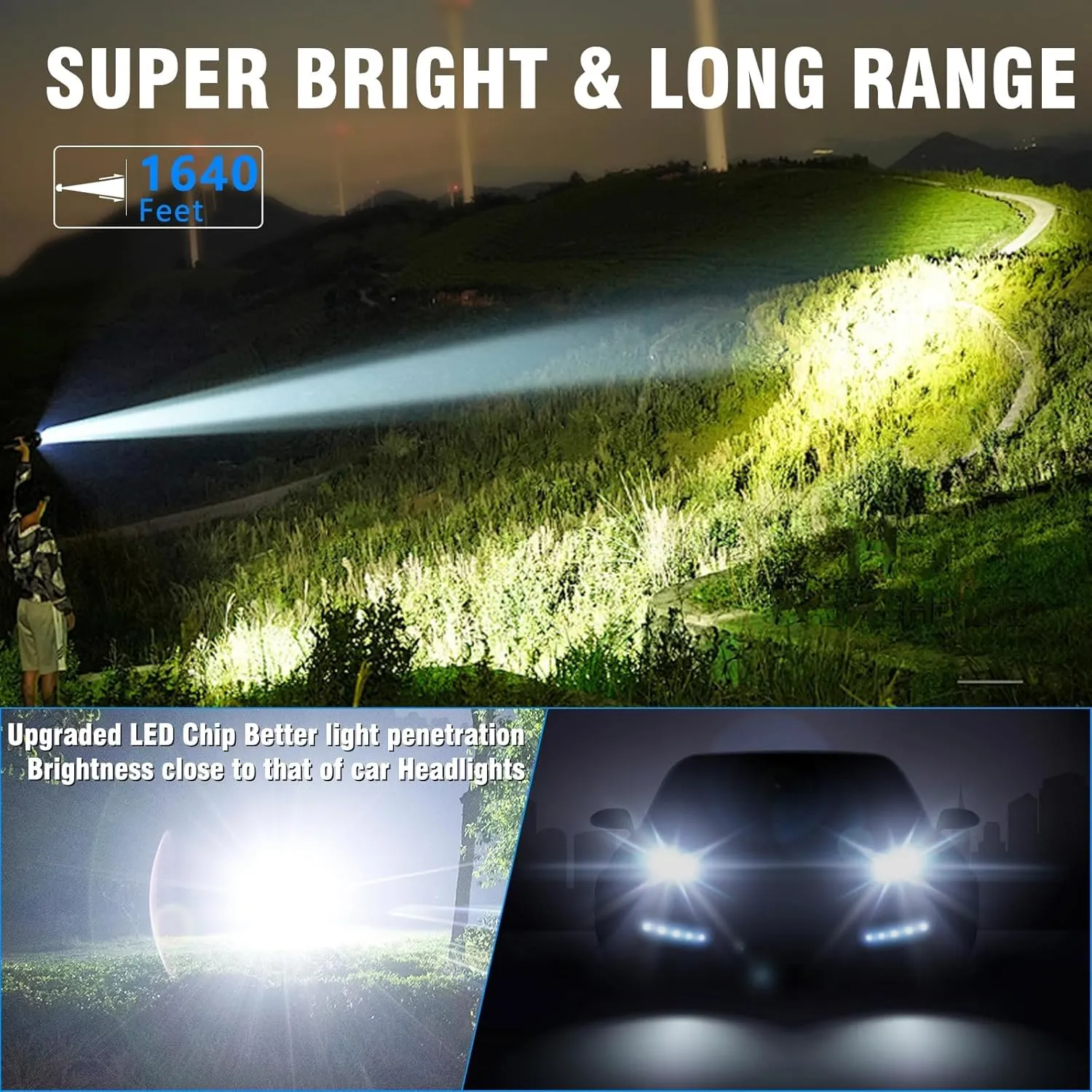 LED Flashlight, High Powered Super Bright Tactical Flashlight, Rechargeable Flashlights High Lumens, 6 Modes Zoomable Waterproof Flash Lights for Emergency, Camping, Hiking (Black Red)