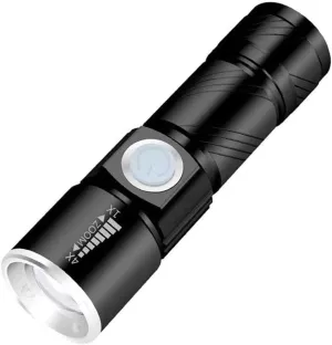 LED Flashlight, USB Rechargeable Pocket-Sized Torch IPX5 Water-Resistant Zoomable 3 Light Modes for Biking Hiking