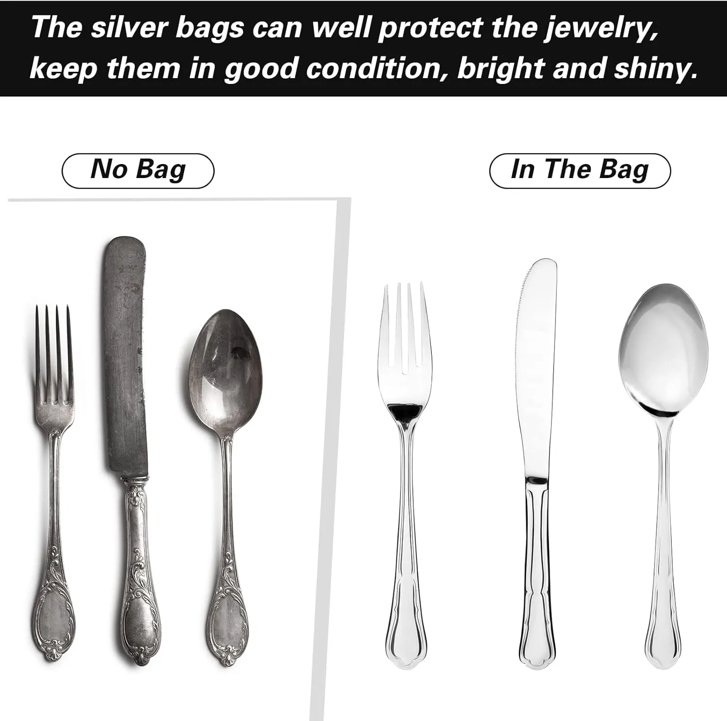 LEIFIDE 2 Pcs Large Size Silver Storage Bags Anti Tarnish Cloth Bags Jewelry Drawstring Pouch Cloth for Gift Watch Silverware Flatware Bracelet(30" X 24",Black)