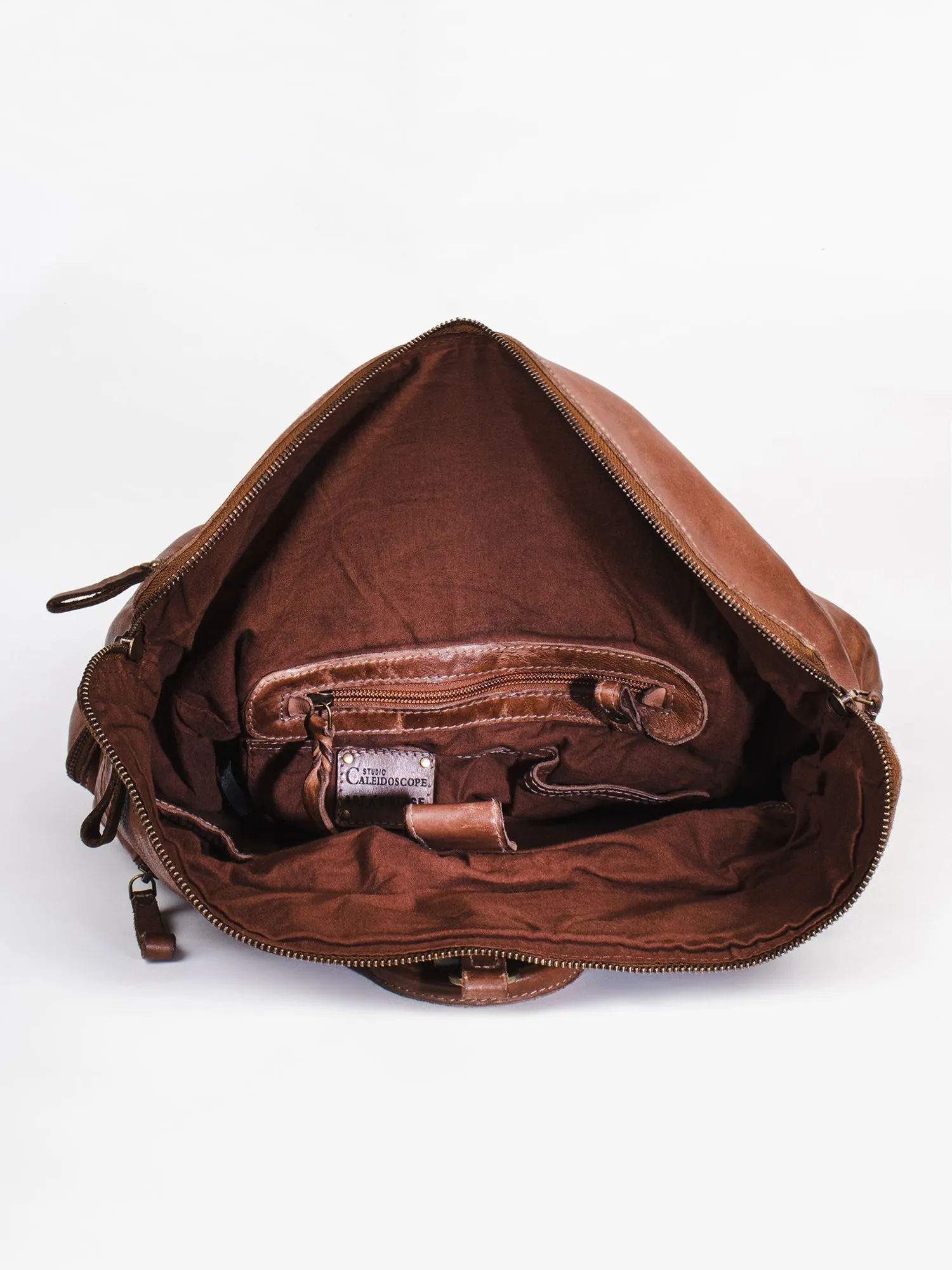 Leo: Cognac Leather Backpack By Art N Vintage