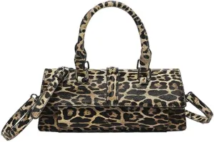 Leopard Print Clutch Evening Handbag Top Handle Leopard Tote Bag with Strap Y2k Cheetah Print Crossbody Satchel Purse