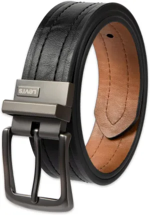 Levi's Men's Two-in-One Reversible Rotative Buckle Casual Everyday Jean Belt (Regular and Big & Tall Sizing)