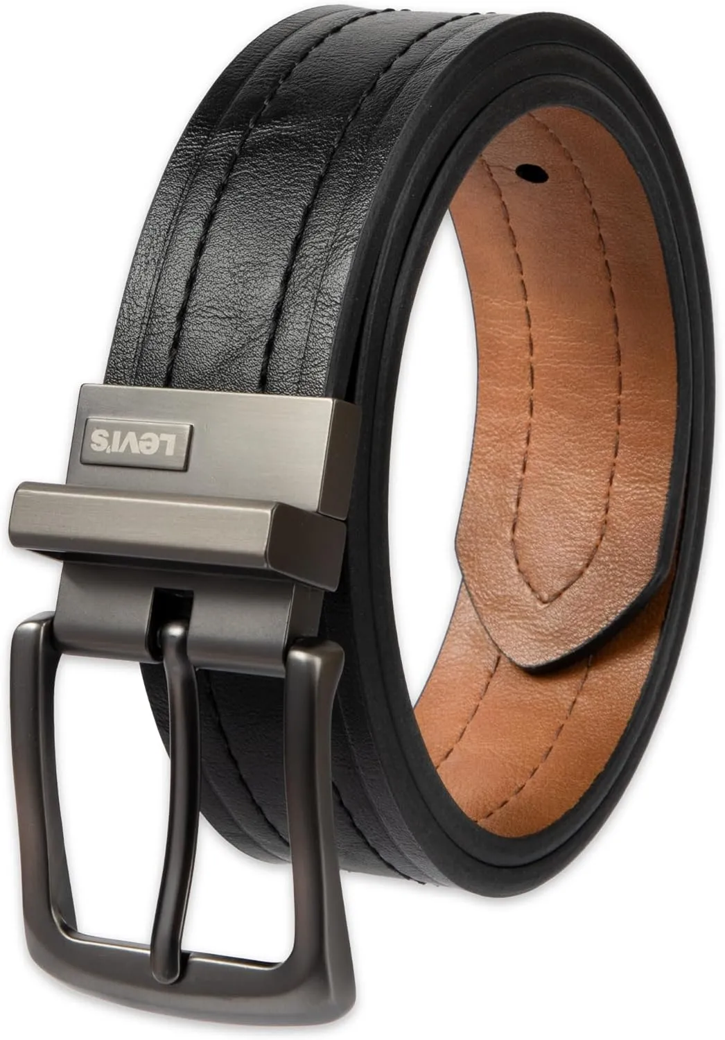 Levi's Men's Two-in-One Reversible Rotative Buckle Casual Everyday Jean Belt (Regular and Big & Tall Sizing)