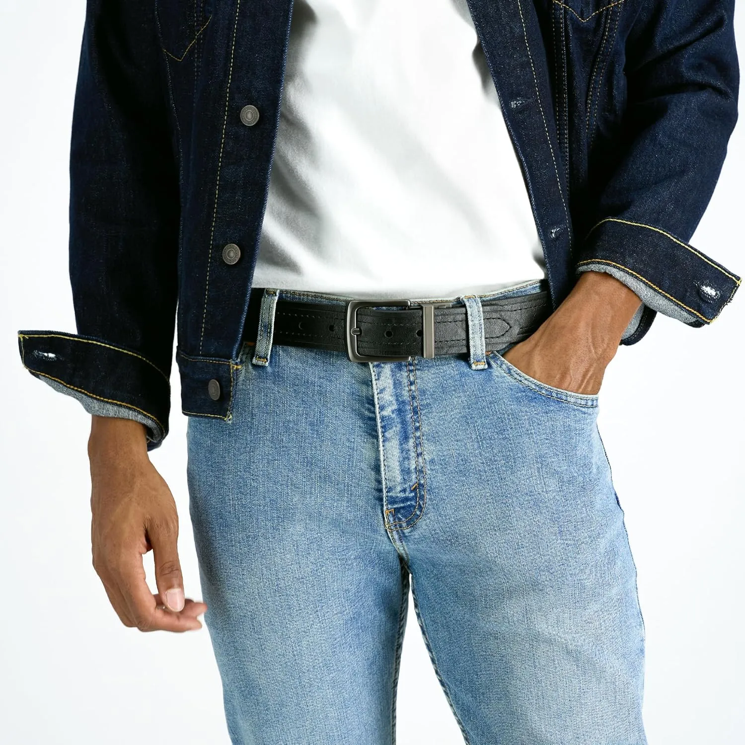 Levi's Men's Two-in-One Reversible Rotative Buckle Casual Everyday Jean Belt (Regular and Big & Tall Sizing)