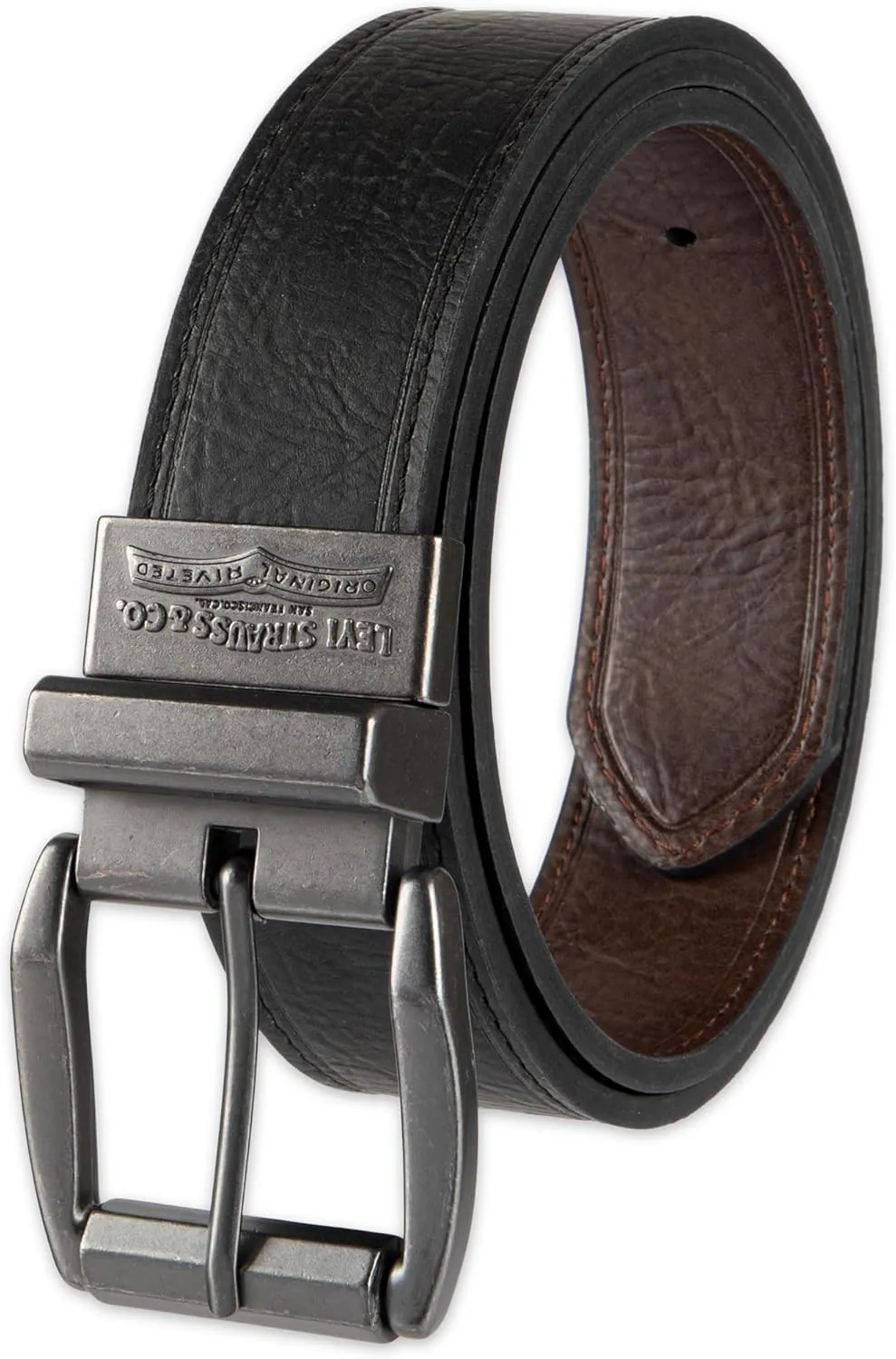 Levi's Men's Two-in-One Reversible Rotative Buckle Casual Everyday Jean Belt (Regular and Big & Tall Sizing)