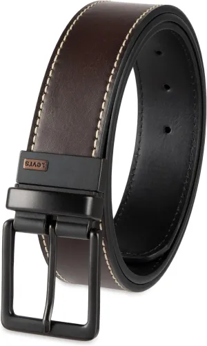 Levi's Men's Two-in-One Reversible Rotative Buckle Casual Everyday Jean Belt (Regular and Big & Tall Sizing)
