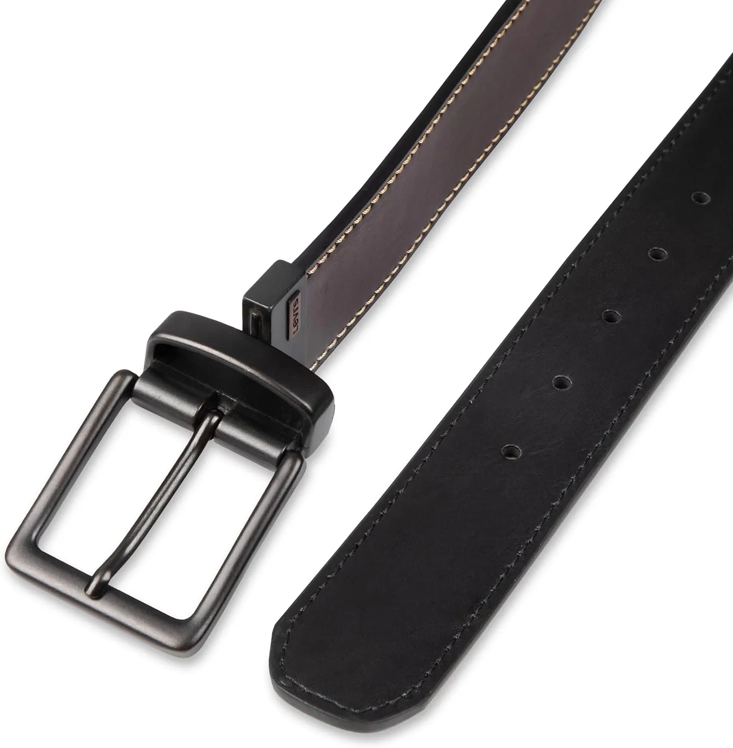 Levi's Men's Two-in-One Reversible Rotative Buckle Casual Everyday Jean Belt (Regular and Big & Tall Sizing)