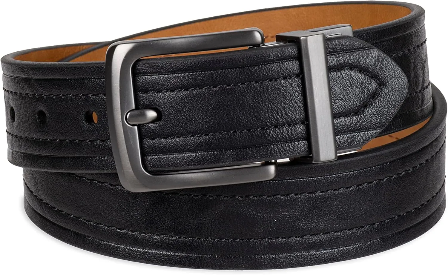 Levi's Men's Two-in-One Reversible Rotative Buckle Casual Everyday Jean Belt (Regular and Big & Tall Sizing)