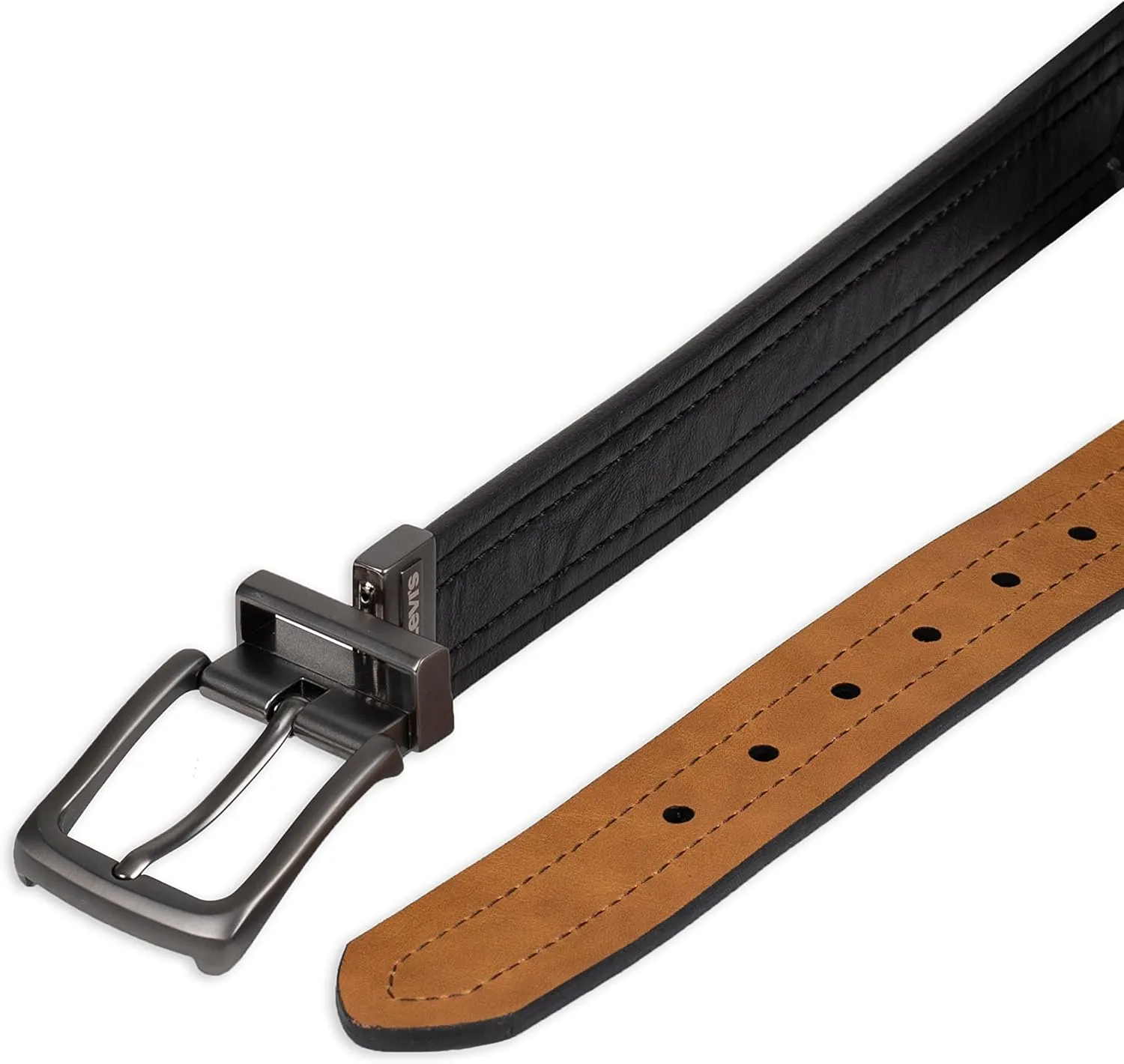 Levi's Men's Two-in-One Reversible Rotative Buckle Casual Everyday Jean Belt (Regular and Big & Tall Sizing)