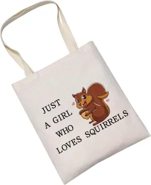 LEVLO Funny Squirrel Cosmetic Bag Animal Lover Gift Just A Girl Who Loves Squirrels Makeup Zipper Pouch Bag Squirrel Lover Gift (Loves Squirrels Tote)
