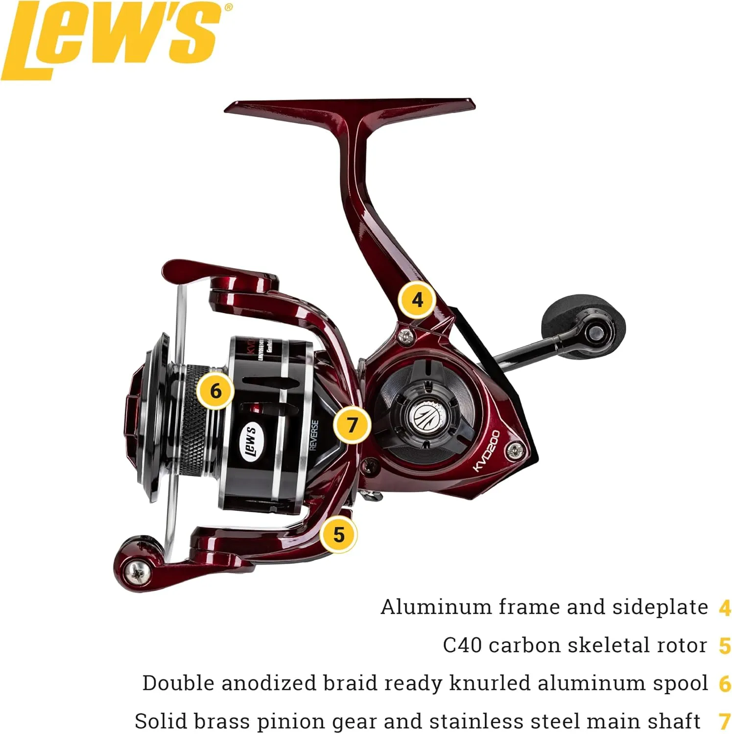 Lew's KVD Spinning Fishing Reel, Right or Left-Hand Retrieve, Aluminum Frame, Premium 10 Bearing System
