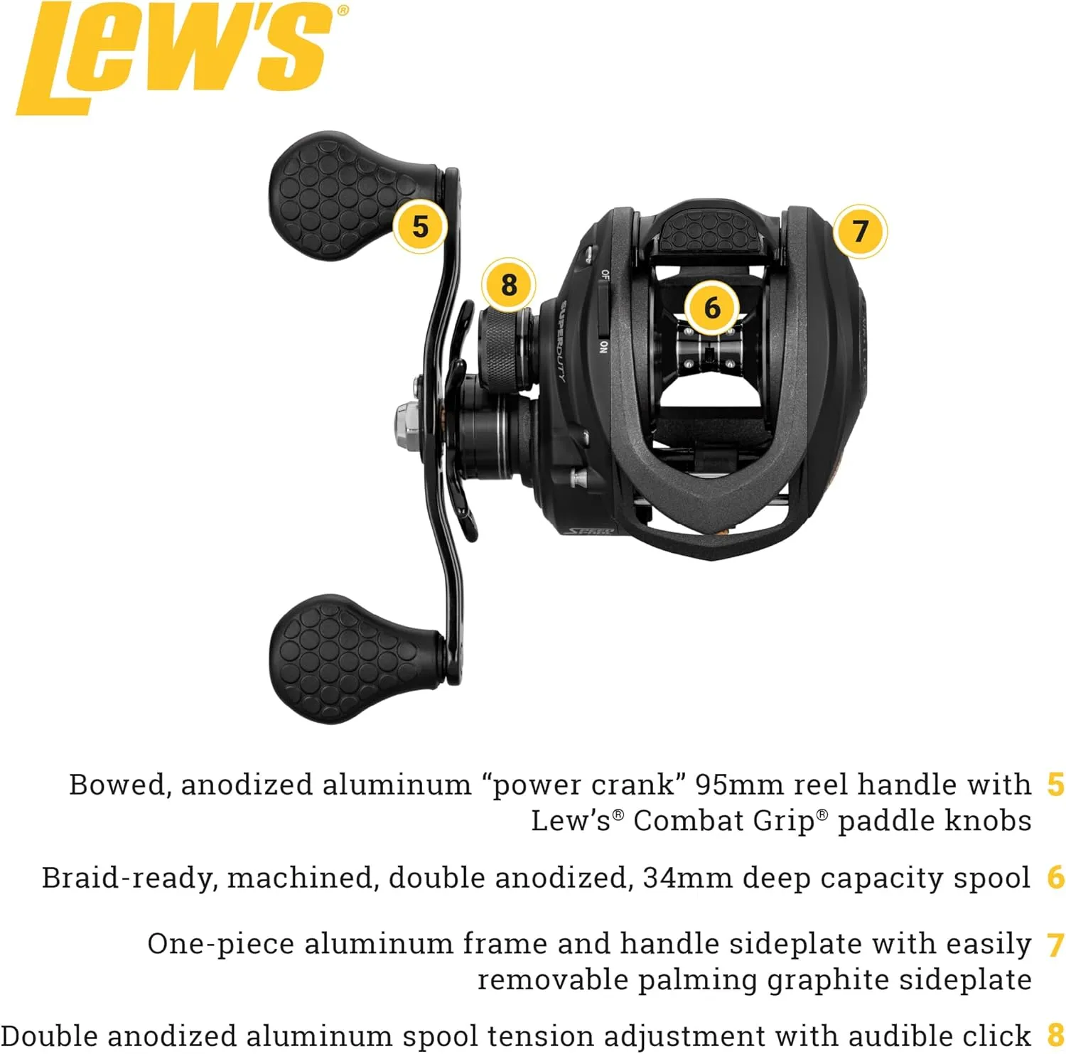 Lew's SuperDuty LFS Baitcast Fishing Reel, Aluminum Frame, Premium 11 Stainless Steel Ball Bearings