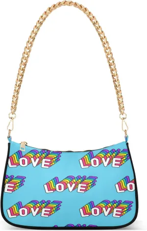 Lgbt Pride Shoulder Bag for Women Hobo Tote Handbag Gold Chain Crossbody Bag with Zipper Clutch Purse Handbags