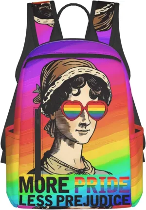 LGBT Rainbow Gay More Pride Less Prejudice Travel Laptop Backpack Casual Backpacks Double Shoulder Daypack Notebook Rucksack Work Bags Sports Bag for Gym Hiking Camping Beach
