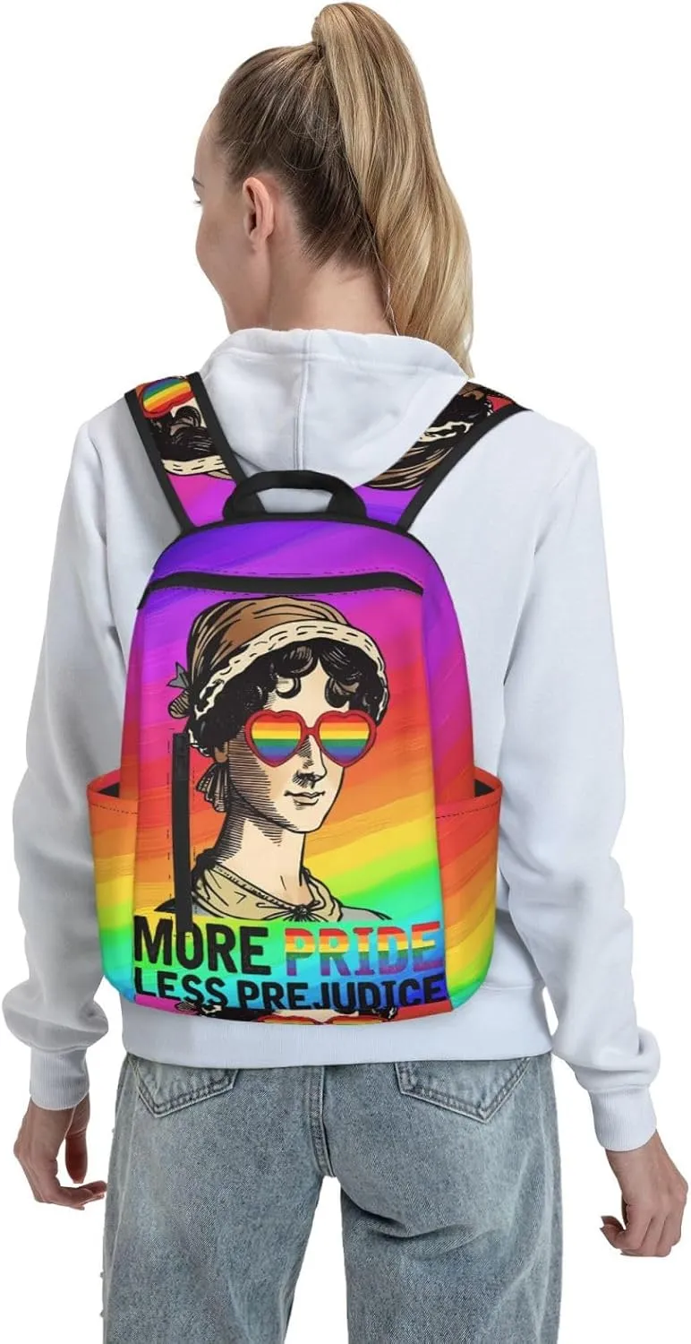 LGBT Rainbow Gay More Pride Less Prejudice Travel Laptop Backpack Casual Backpacks Double Shoulder Daypack Notebook Rucksack Work Bags Sports Bag for Gym Hiking Camping Beach
