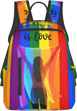 LGBT Rainbow Gay Pride Flag Love Is Love Travel Laptop Backpack Casual Backpacks Double Shoulder Daypack Notebook Rucksack Work Bags Sports Bag for Hiking Camping Beach