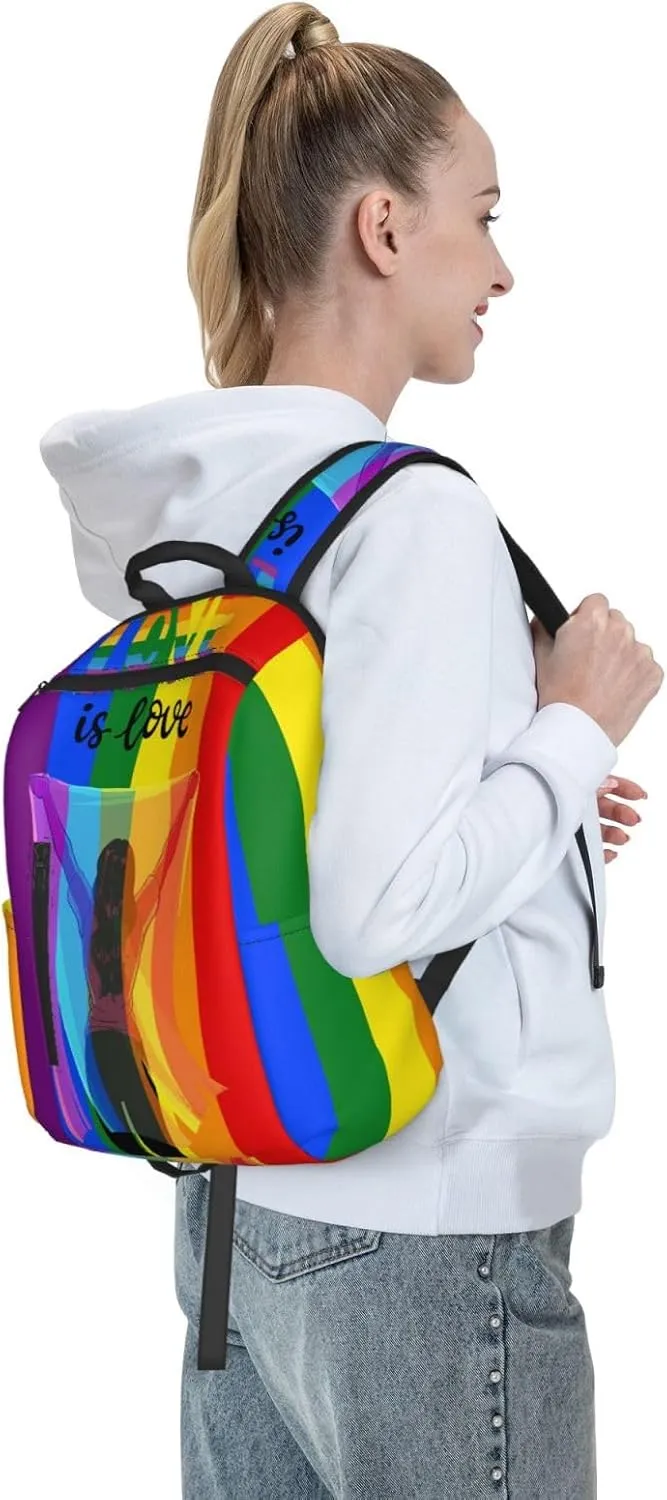 LGBT Rainbow Gay Pride Flag Love Is Love Travel Laptop Backpack Casual Backpacks Double Shoulder Daypack Notebook Rucksack Work Bags Sports Bag for Hiking Camping Beach