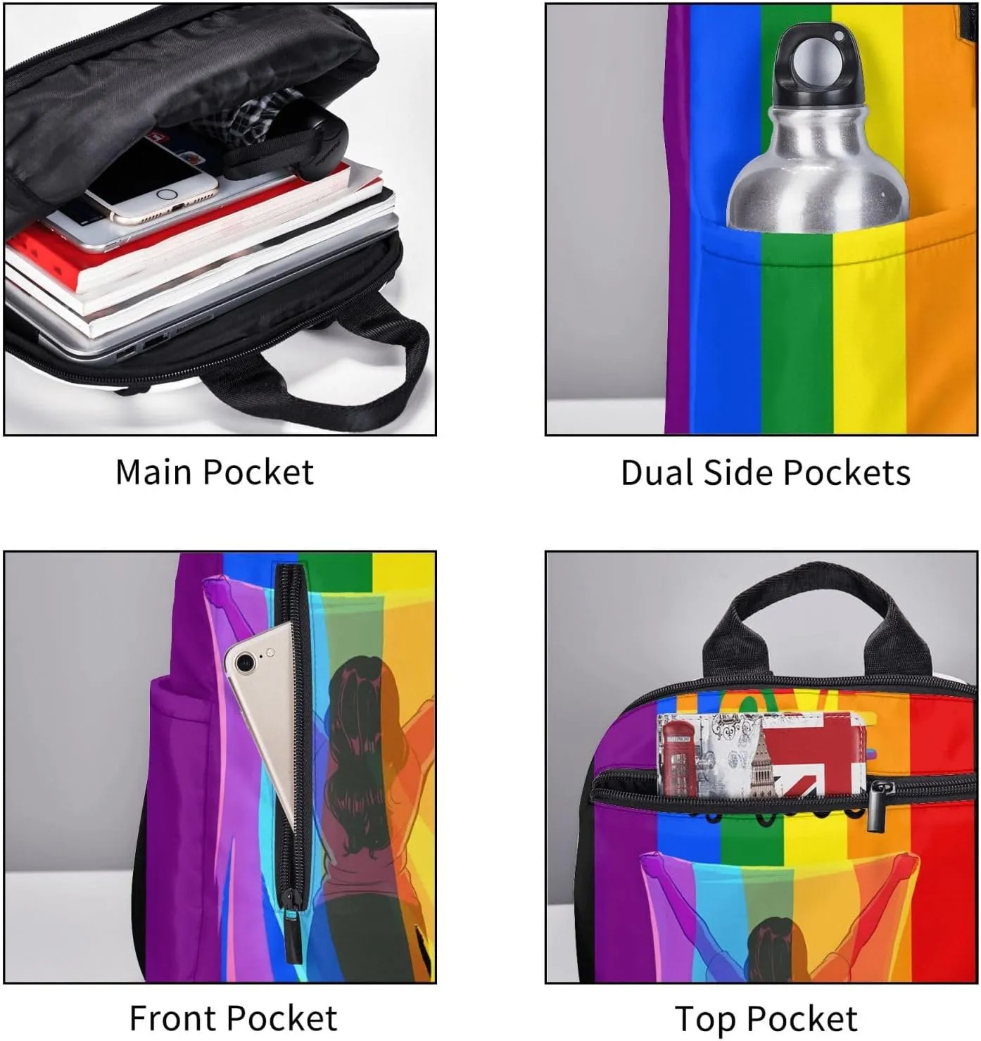 LGBT Rainbow Gay Pride Flag Love Is Love Travel Laptop Backpack Casual Backpacks Double Shoulder Daypack Notebook Rucksack Work Bags Sports Bag for Hiking Camping Beach