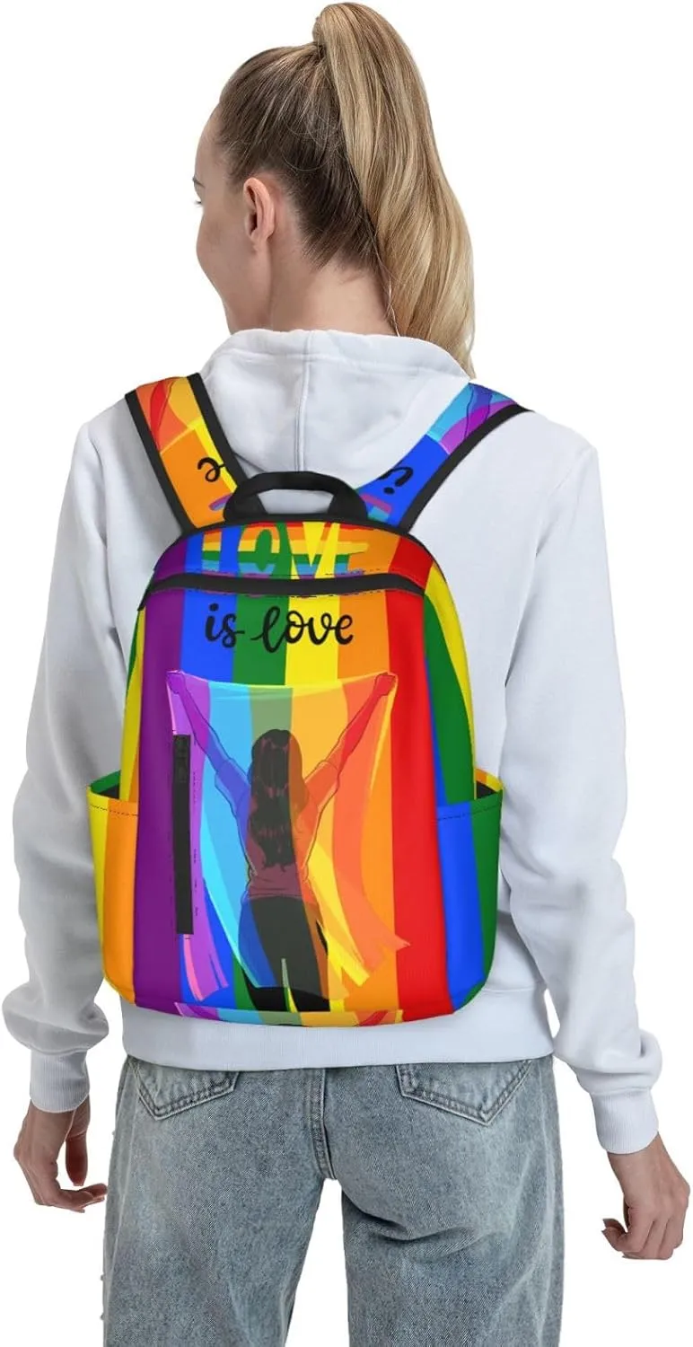 LGBT Rainbow Gay Pride Flag Love Is Love Travel Laptop Backpack Casual Backpacks Double Shoulder Daypack Notebook Rucksack Work Bags Sports Bag for Hiking Camping Beach