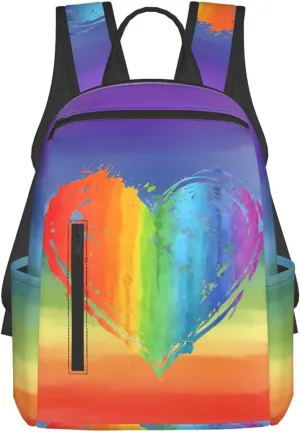 LGBT Rainbow Gay Pride Heart Travel Laptop Backpack Casual Backpacks Double Shoulder Daypack Notebook Rucksack Work Bags Sports Bag for Gym Hiking Camping Beach