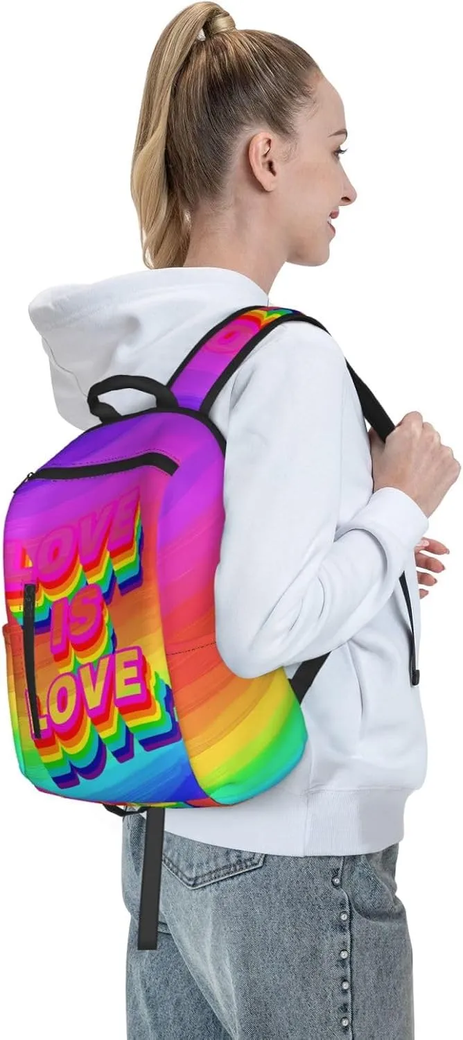 LGBT Rainbow Gay Pride Love Is Love Travel Laptop Backpack Casual Backpacks Double Shoulder Daypack Notebook Rucksack Work Bags Sports Bag for Gym Hiking Camping Beach