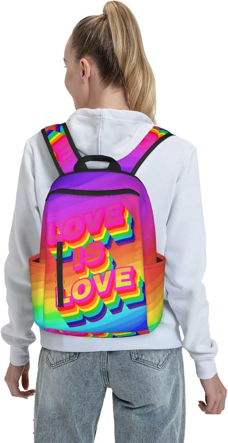LGBT Rainbow Gay Pride Love Is Love Travel Laptop Backpack Casual Backpacks Double Shoulder Daypack Notebook Rucksack Work Bags Sports Bag for Gym Hiking Camping Beach