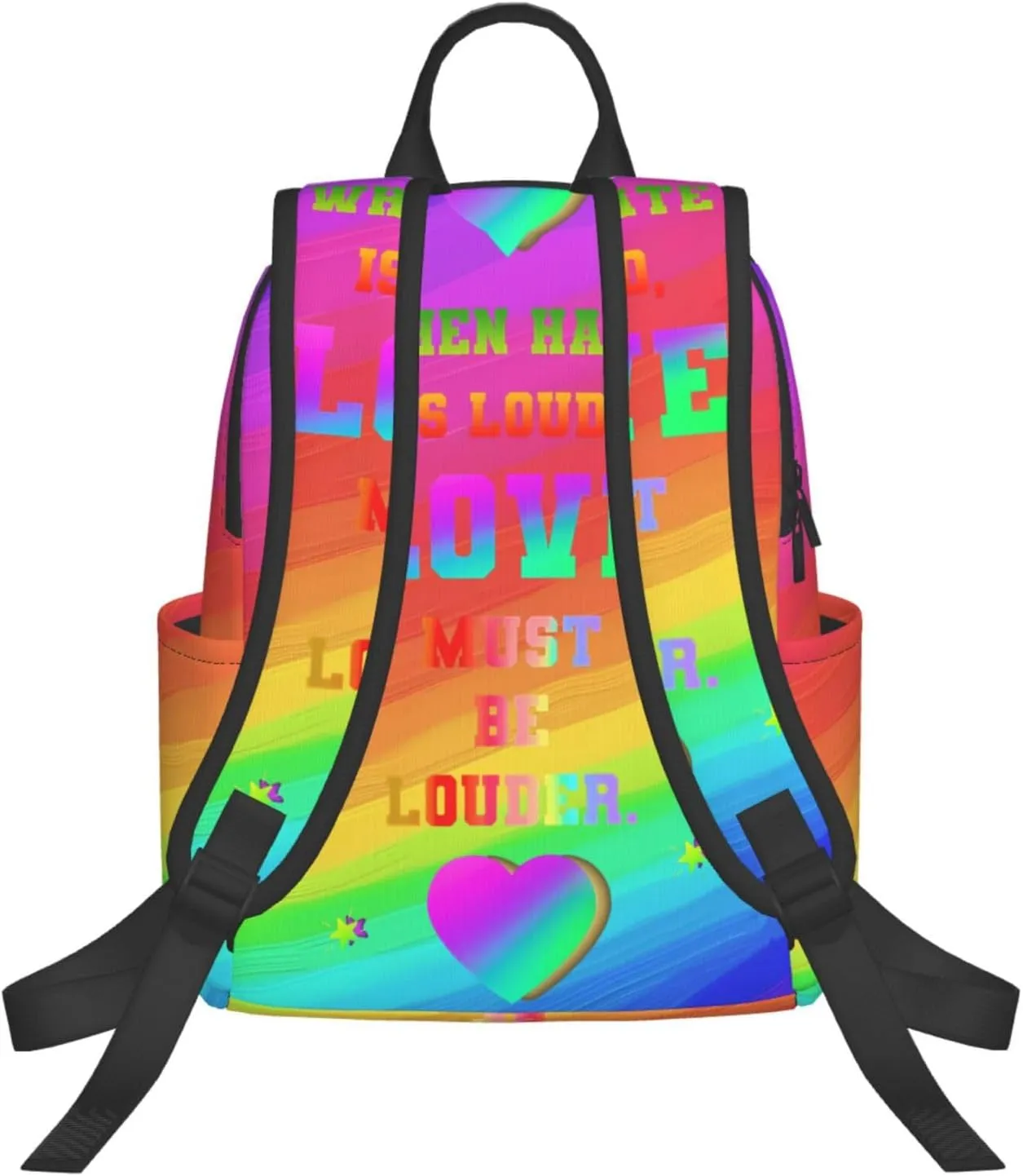 LGBT Rainbow Gay Pride Love Must Be Louder Travel Laptop Backpack Casual Backpacks Double Shoulder Daypack Notebook Rucksack Work Bags Sports Bag for Gym Hiking Camping Beach