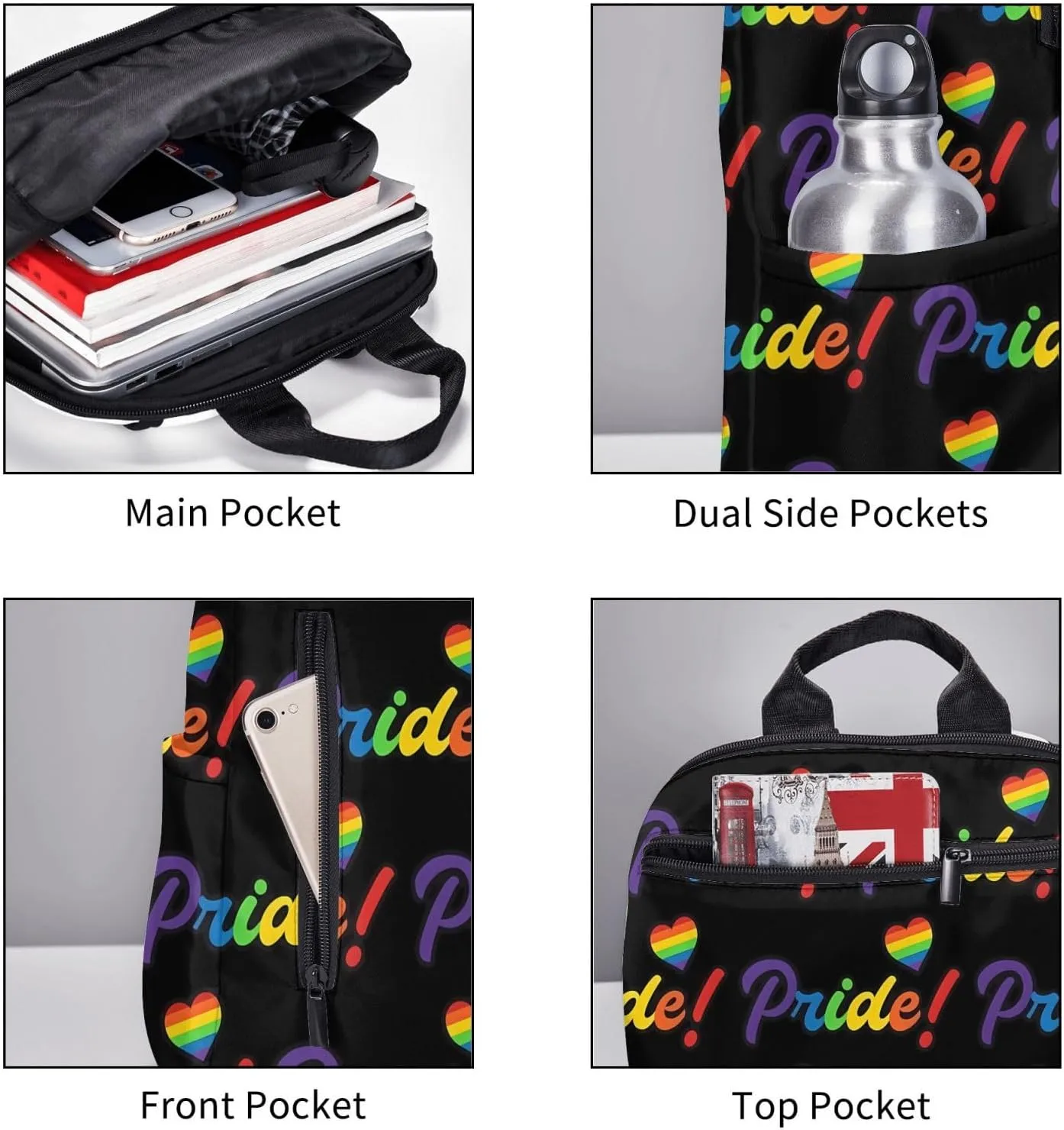 LGBT Rainbow Pride Gay Heart Travel Laptop Backpack Casual Backpacks Double Shoulder Daypack Notebook Rucksack Work Bags Sports Bag for Gym Hiking Camping Beach