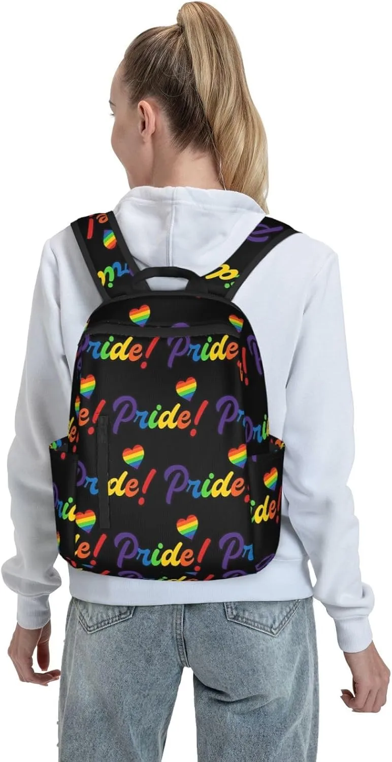 LGBT Rainbow Pride Gay Heart Travel Laptop Backpack Casual Backpacks Double Shoulder Daypack Notebook Rucksack Work Bags Sports Bag for Gym Hiking Camping Beach