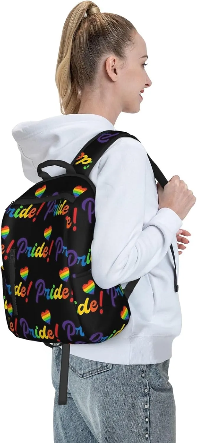 LGBT Rainbow Pride Gay Heart Travel Laptop Backpack Casual Backpacks Double Shoulder Daypack Notebook Rucksack Work Bags Sports Bag for Gym Hiking Camping Beach