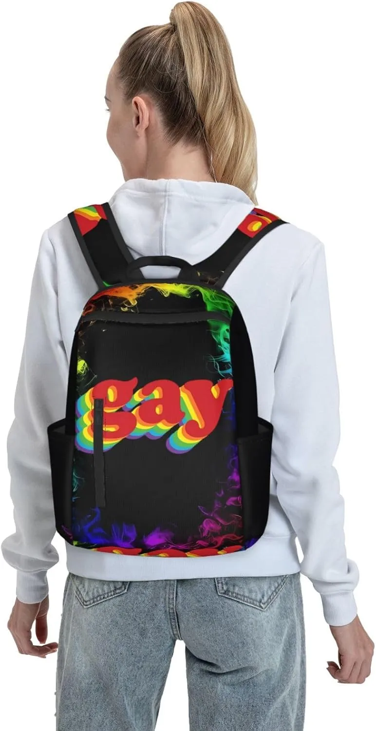 LGBT Rainbow Pride Gay Travel Laptop Backpack Casual Backpacks Double Shoulder Daypack Notebook Rucksack Work Bags Sports Bag for Hiking Camping Beach