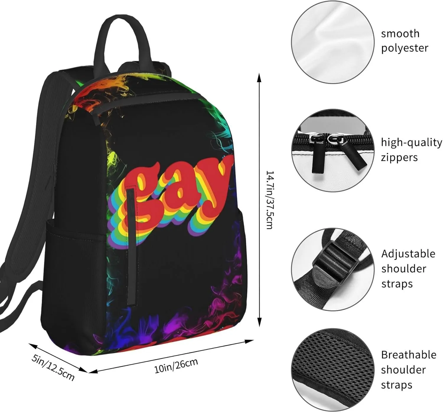 LGBT Rainbow Pride Gay Travel Laptop Backpack Casual Backpacks Double Shoulder Daypack Notebook Rucksack Work Bags Sports Bag for Hiking Camping Beach