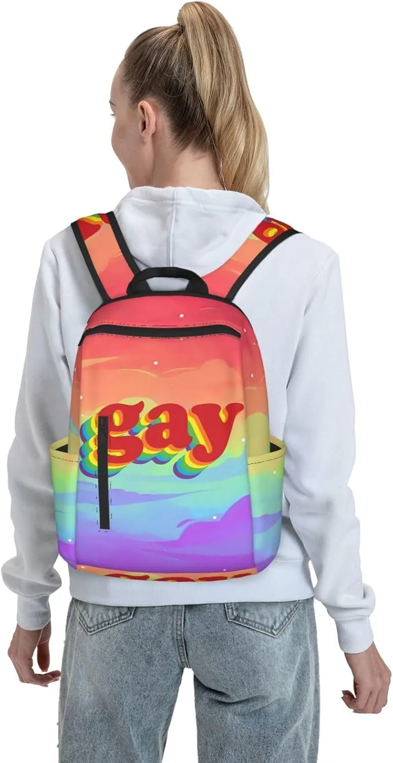 LGBT Rainbow Pride Gay Travel Laptop Backpack Casual Backpacks Double Shoulder Daypack Notebook Rucksack Work Bags Sports Bag for Hiking Camping Beach
