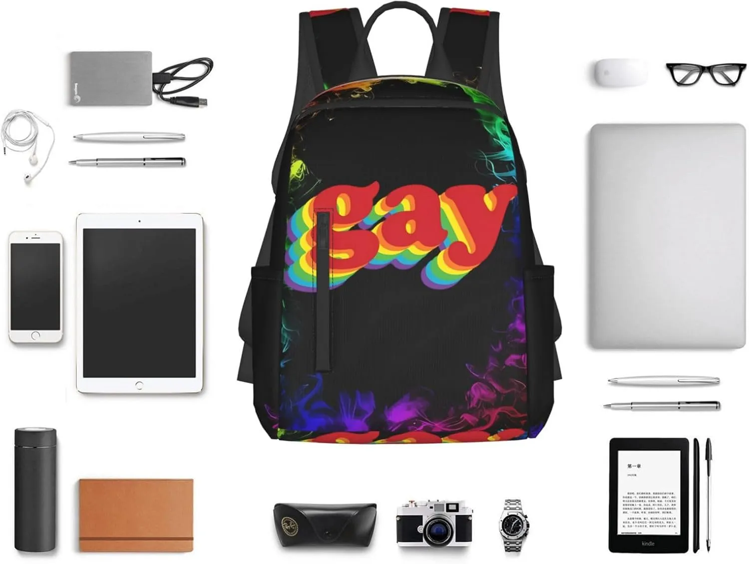 LGBT Rainbow Pride Gay Travel Laptop Backpack Casual Backpacks Double Shoulder Daypack Notebook Rucksack Work Bags Sports Bag for Hiking Camping Beach