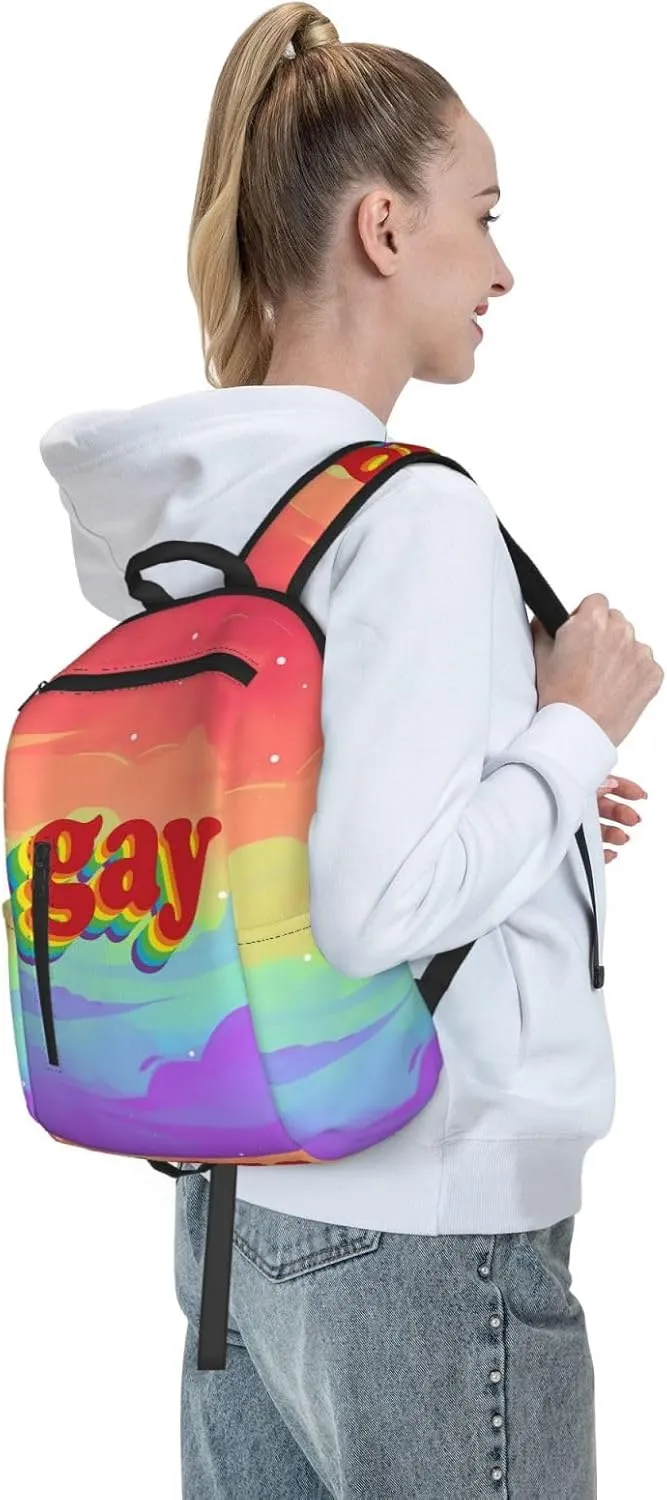 LGBT Rainbow Pride Gay Travel Laptop Backpack Casual Backpacks Double Shoulder Daypack Notebook Rucksack Work Bags Sports Bag for Hiking Camping Beach
