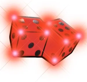 Light Up Dice Flashing Blinking LED Body Light Lapel Pins (5-Pack)