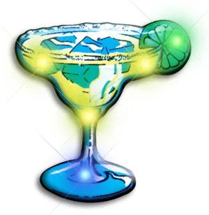 Light Up Margarita Flashing Blinking LED Body Light Lapel Pins (5-Pack)