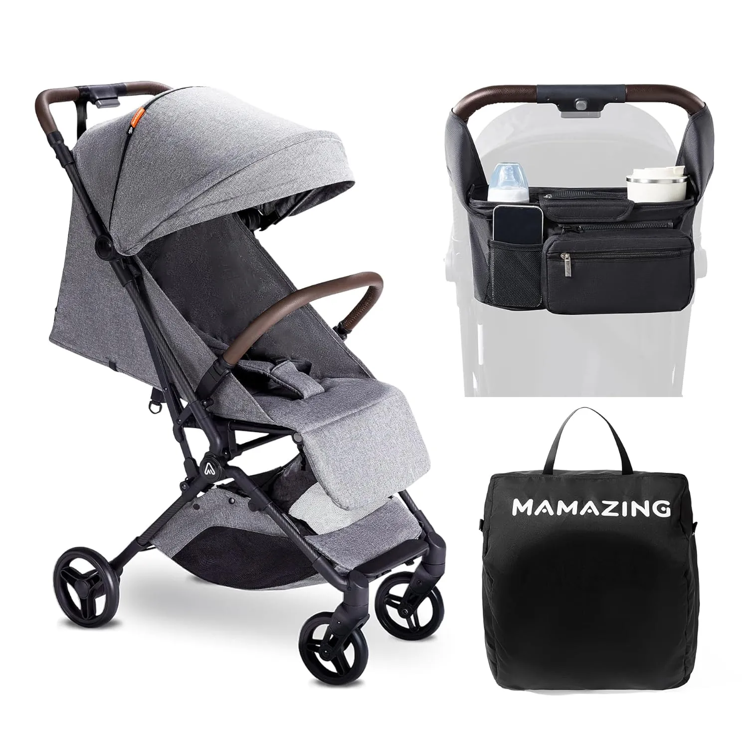 Lightweight Baby Travel Stroller with Organizer & Cushion–Mom’s Choice Gold Award Winner, Compact & Airplane-Friendly, One-Handed Folding Design, 11.6 lbs, Perfect for Toddlers, Grey