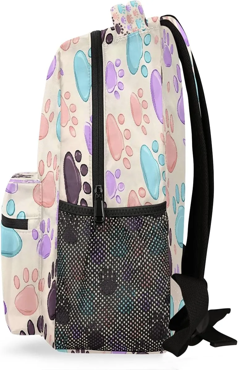 Lightweight Travel Backpack, Cat Dog Cute Animal Paws Large Capacity Bookbag, Waterproof Travel Bag Casual Daypack for Men Women Adults