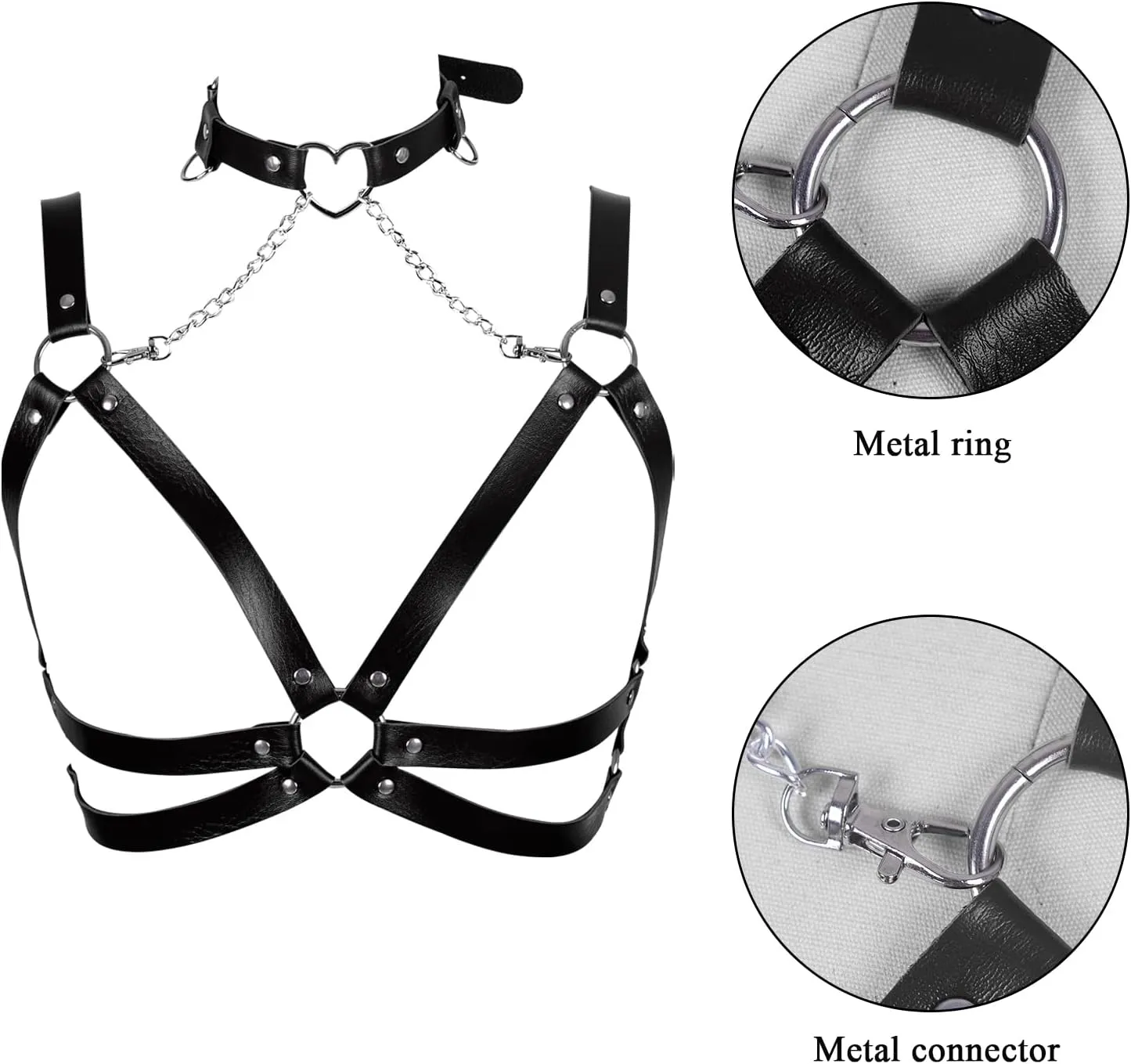 Lingerie cage Chest strap Leather Bra Body chain harness for women Punk Festival rave Dance Rock Photography Waist belt