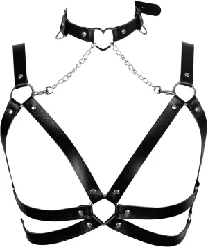 Lingerie cage Chest strap Leather Bra Body chain harness for women Punk Festival rave Dance Rock Photography Waist belt