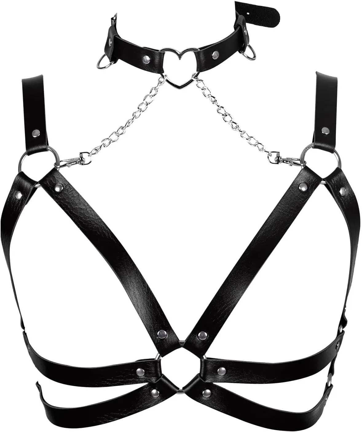 Lingerie cage Chest strap Leather Bra Body chain harness for women Punk Festival rave Dance Rock Photography Waist belt