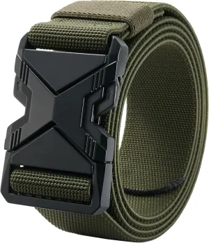 LionVII Heavy Duty Quick Release Belt, Elastic Stretch 1.5" Web Work Belts with Alloy Buckle for Waist Size 28-48"