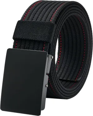 LionVII Men Nylon Web Belts - Metal Buckle, Fully Adjustable Belt Strap for Work, Easy Trim to Fit 28-49" Waist