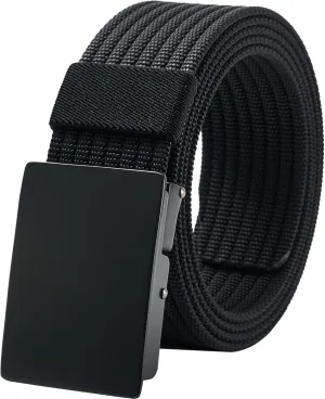 LionVII Men Nylon Web Belts - Metal Buckle, Fully Adjustable Belt Strap for Work, Easy Trim to Fit 28-49" Waist