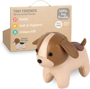 Little Big Friends Tiny Friends | Rattle Toy | Special Stuffed Animal | Easy to Clean | Adrien The Dog