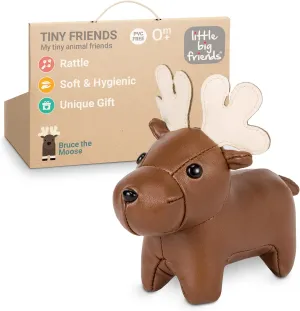 Little Big Friends Tiny Friends | Rattle Toy | Special Stuffed Animal | Easy to Clean | Bruce The Moose